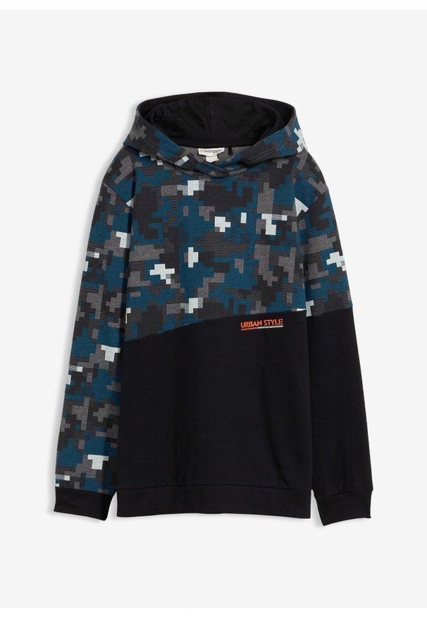 bonprix - Bluza z kapturem z bawełny organicznej. Typ kołnierza: kaptur. Kolor: czarny. Materiał: bawełna