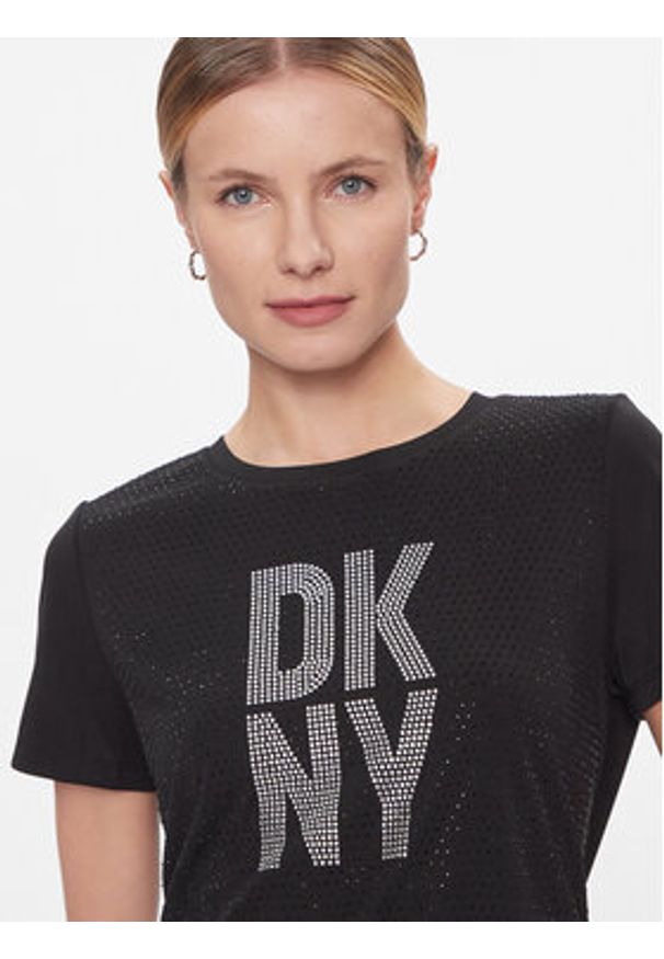 DKNY T-Shirt P3JHXDNA Czarny Regular Fit. Kolor: czarny. Materiał: syntetyk