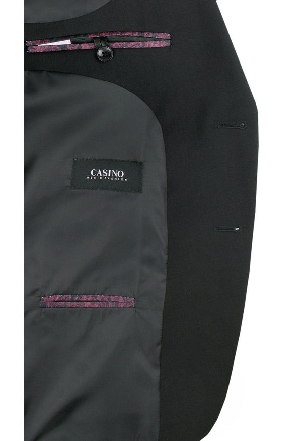 Taliowana, Męska Marynarka - Casino - Czarna. Kolor: czarny. Materiał: wiskoza, poliester, elastan. Styl: wizytowy, sportowy, elegancki