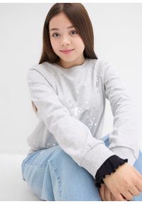 bonprix - Bluza z czystej bawełny. Kolor: szary. Materiał: bawełna. Wzór: aplikacja