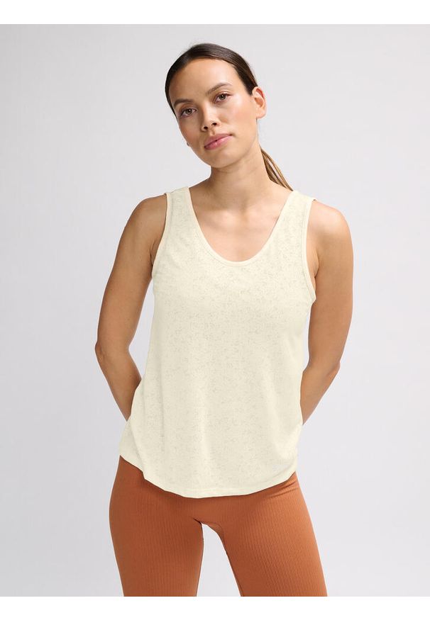 Damski tank top Hummel MT Light Burnout. Kolor: wielokolorowy, biały, beżowy. Wzór: nadruk. Sport: fitness