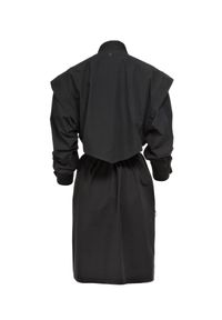 ANIA KUCZYŃSKA - Czarny bawełniany płaszcz Volcano. Kolor: czarny. Materiał: bawełna. Długość rękawa: długi rękaw. Długość: do kolan. Wzór: aplikacja