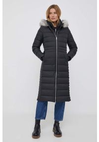 TOMMY HILFIGER - Tommy Hilfiger kurtka puchowa damska kolor czarny przejściowa. Kolor: czarny. Materiał: puch