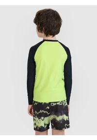 4f - 4F Longsleeve do pływania z nadrukiem chłopięcy - zielony 134/140 (8-10 lat). Kolor: zielony. Materiał: dzianina, włókno, syntetyk, materiał, skóra, tkanina, elastan. Długość rękawa: długi rękaw. Długość: długie. Wzór: nadruk. Sezon: lato. Sport: pływanie