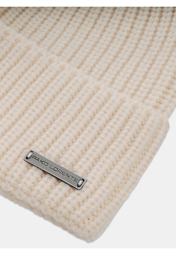 Pako Lorente - PAKO LORENTE – Beżowa wełniana czapka męska. Kolor: beżowy. Materiał: wełna. Sezon: zima