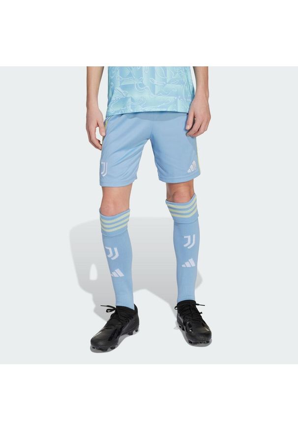 Adidas - Szorty Juventus 25/26 Away Kids. Kolor: niebieski. Sezon: lato. Sport: piłka nożna