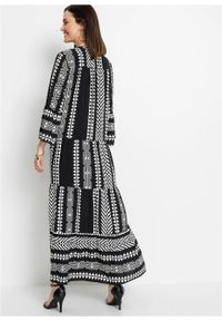 Długa sukienka z nadrukiem bonprix czarno-biel wełny wzorzysty. Kolor: czarny. Materiał: wełna. Wzór: nadruk. Długość: maxi #6