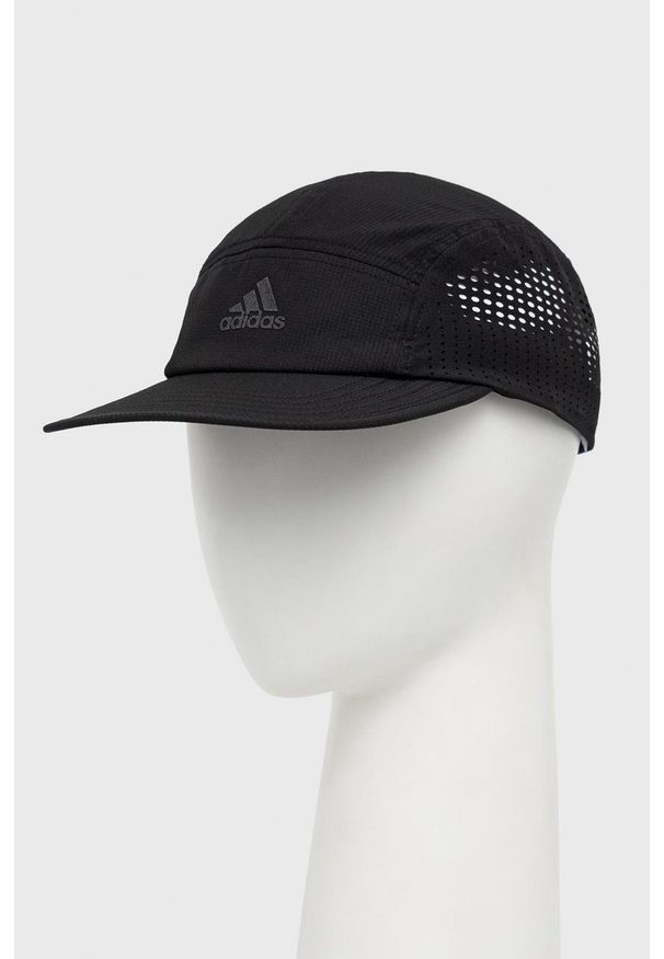 adidas Performance czapka z daszkiem kolor czarny gładka. Kolor: czarny. Materiał: tkanina, materiał, skóra. Wzór: gładki