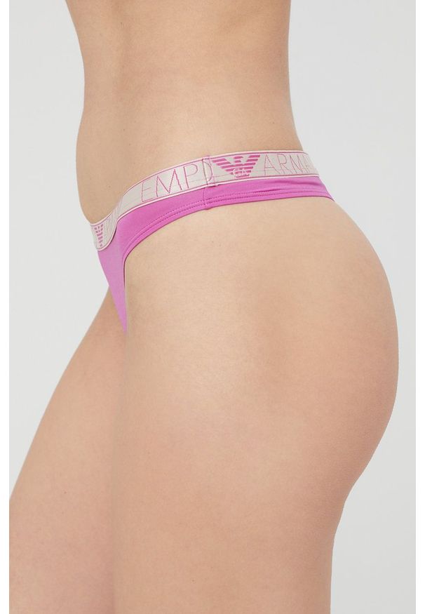 Emporio Armani Underwear stringi kolor fioletowy. Kolor: fioletowy. Materiał: materiał