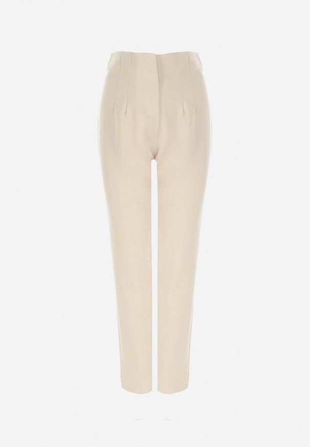 Born2be - Jasnobeżowe Spodnie Cygaretki High Waist Caphe. Okazja: na co dzień. Stan: podwyższony. Kolor: beżowy. Styl: elegancki, casual