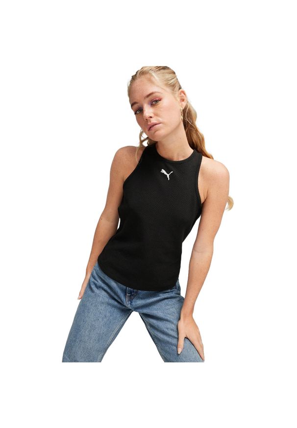 Podkoszulek Puma Her Tank Top, Kobiety. Kolor: czarny. Materiał: materiał, bawełna. Sport: fitness