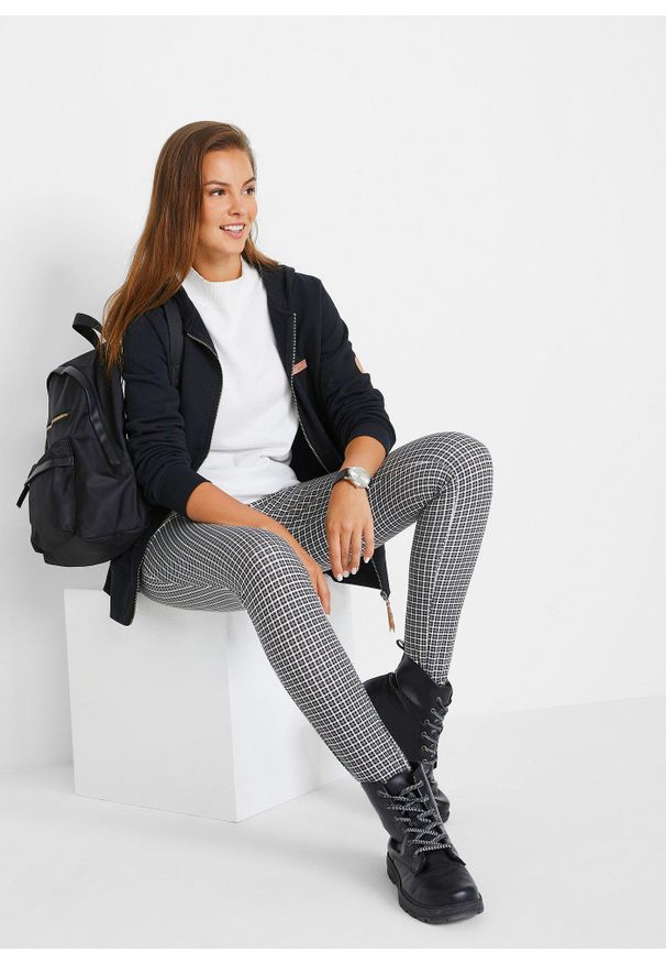 bonprix - Bluza rozpinana z kapturem, z czystej bawełny. Typ kołnierza: kaptur. Kolor: czarny. Materiał: bawełna