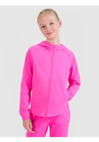 4f - 4F Bluza sportowa rozpinana z kapturem dziewczęca - różowa 146/152 (10-12 lat). Typ kołnierza: kaptur. Kolor: różowy. Sezon: lato. Styl: sportowy #1