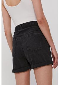 Haily's Szorty jeansowe damskie kolor czarny gładkie high waist. Okazja: na co dzień. Stan: podwyższony. Kolor: czarny. Materiał: jeans. Wzór: gładki. Styl: casual