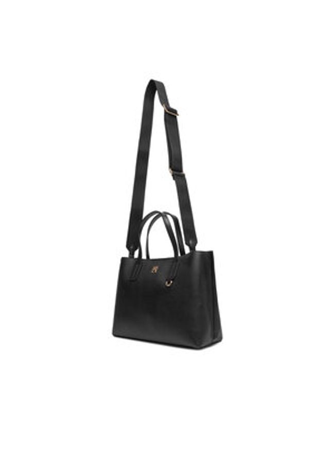 TOMMY HILFIGER - Tommy Hilfiger Torebka Th Distinct Mini Tote AW0AW17459 Czarny. Kolor: czarny. Materiał: skórzane