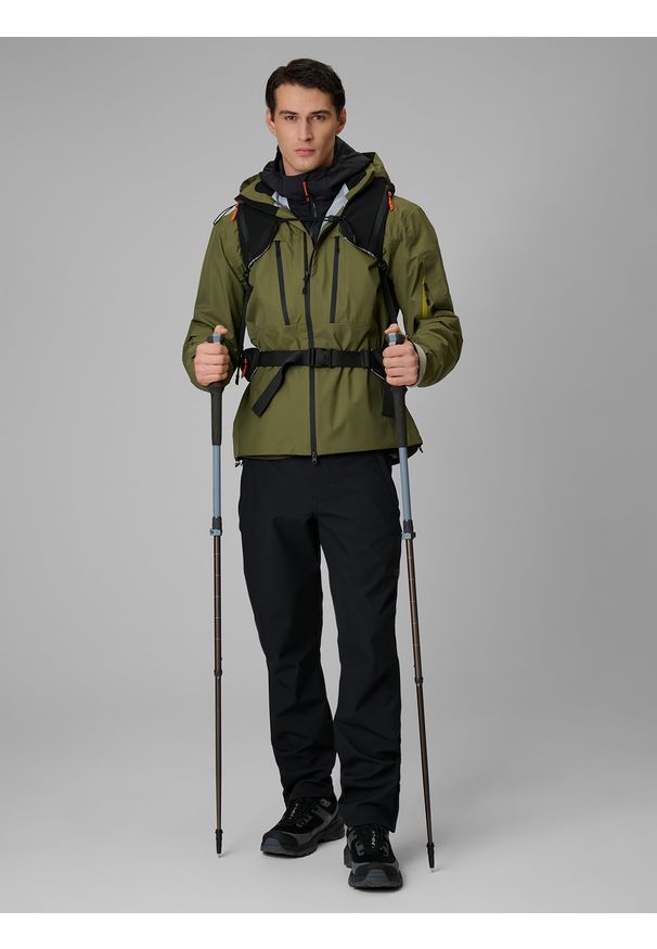4f - 4F Kurtka trekkingowa membrana 20000 męska - khaki XL. Kolor: oliwkowy, brązowy, wielokolorowy. Materiał: tkanina, materiał. Długość: długie