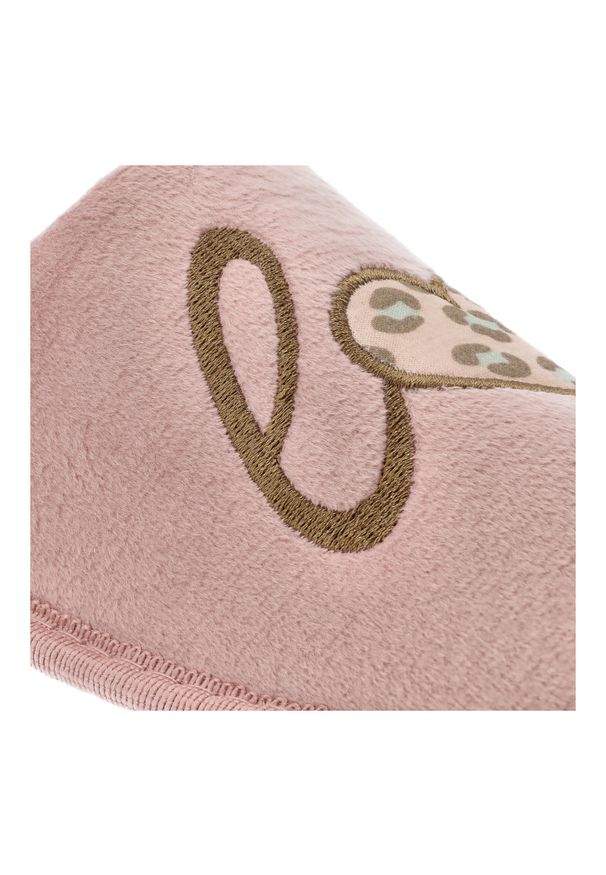 Kapcie damskie Vinceza, pantofle ocieplane z futerka z ozdobami, różowe, 19960-PN. Okazja: do domu. Nosek buta: otwarty. Kolor: różowy. Materiał: futro. Wzór: aplikacja