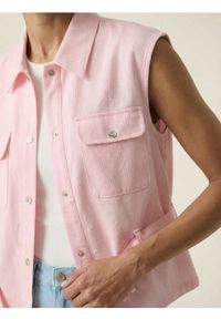Sinsay - Koszula bez rękawów z wiskozą i domieszką lnu - różowy. Kolor: różowy. Materiał: wiskoza, len. Długość rękawa: bez rękawów