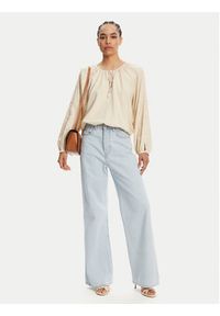 TwinSet - TWINSET Bluzka 251LM2QFF Beżowy Regular Fit. Kolor: beżowy. Materiał: len
