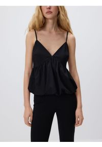 Reserved - Top typu bombka - czarny. Kolor: czarny. Materiał: tkanina #1