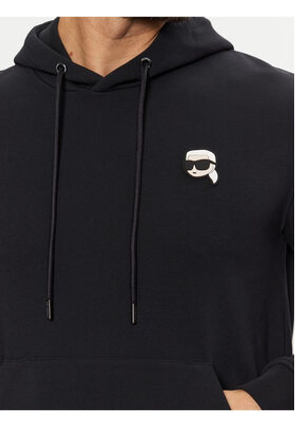 Karl Lagerfeld - KARL LAGERFELD Bluza 705711 551900 Granatowy Regular Fit. Typ kołnierza: dekolt w karo. Kolor: niebieski. Materiał: bawełna