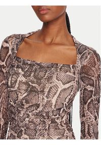 Guess Sukienka koktajlowa W5BK65 KCZC2 Beżowy Slim Fit. Kolor: beżowy. Materiał: syntetyk. Styl: wizytowy #5