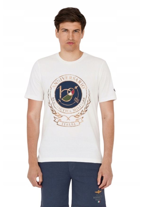 Aeronautica Militare - AERONAUTICA MILITARE Biały bawełniany t-shirt męski, Rozmiar XXL. Kolor: biały. Materiał: bawełna. Długość rękawa: krótki rękaw. Długość: krótkie
