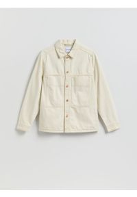 Reserved - Jeansowa koszula comfort fit - złamana biel. Materiał: jeans #1