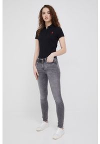 Armani Exchange jeansy J01 damskie high waist. Stan: podwyższony. Kolor: szary