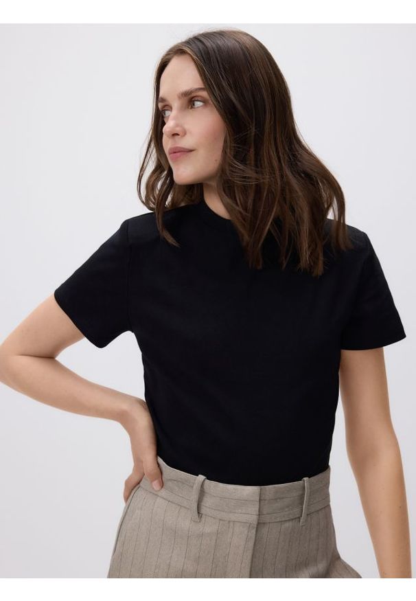 Reserved - Bawełniane body - czarny. Kolor: czarny. Materiał: bawełna