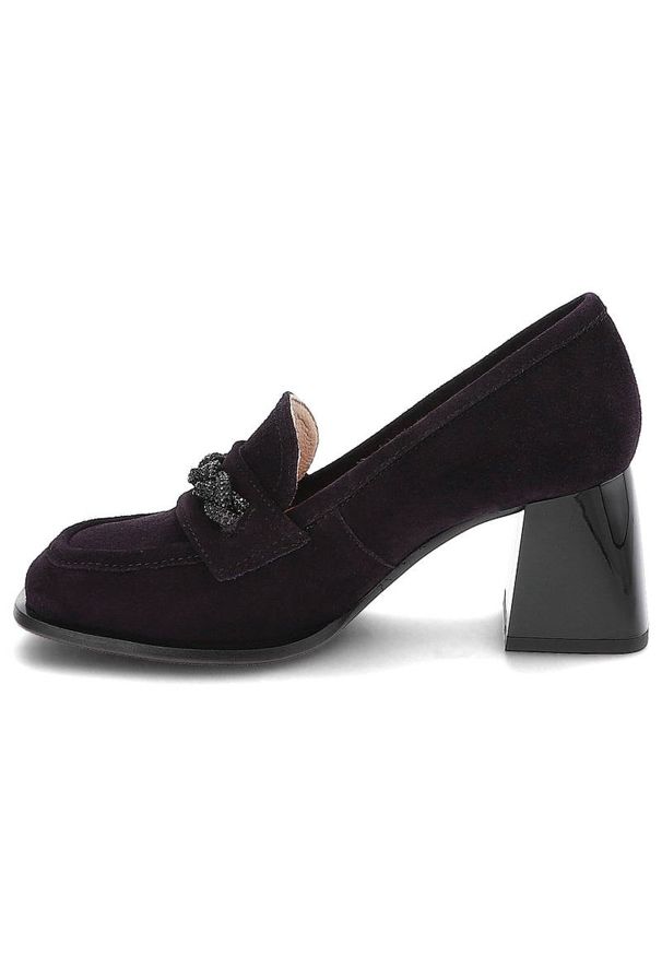 Fioletowe Półbuty Simen Eleganckie Skórzane Buty Na Obcasie. Zapięcie: bez zapięcia. Kolor: fioletowy. Materiał: skóra. Szerokość cholewki: normalna. Obcas: na obcasie. Styl: elegancki. Wysokość obcasa: średni