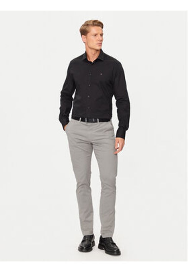 TOMMY HILFIGER - Tommy Hilfiger Koszula MW0MW38347 Czarny Slim Fit. Kolor: czarny. Materiał: bawełna