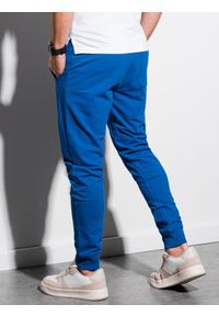 Ombre Clothing - Spodnie męskie dresowe joggery P952 - niebieskie - XXL. Kolor: niebieski. Materiał: dresówka #6