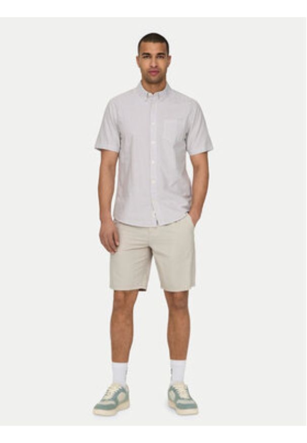 Only & Sons Szorty materiałowe Leo 22028301 Beżowy Regular Fit. Kolor: beżowy. Materiał: bawełna