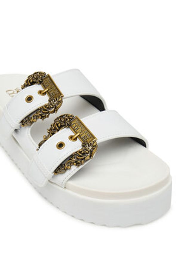 Versace Jeans Couture Klapki 80VA3SM1 ZS190 3 Biały. Kolor: biały. Materiał: skóra