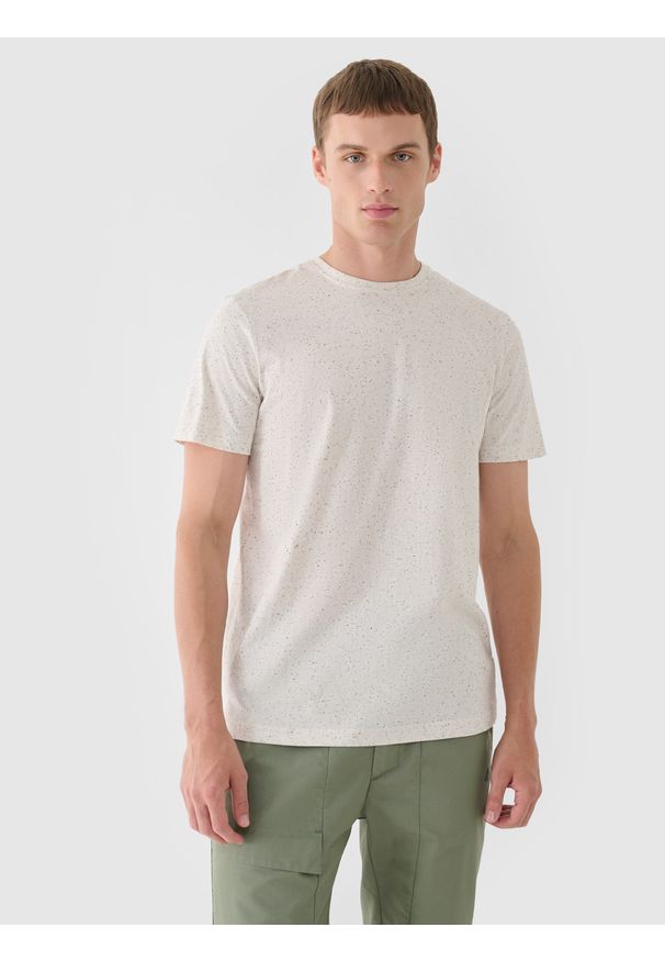 4f - 4F T-shirt regular gładki męski - biały 3XL. Okazja: na co dzień. Kolor: biały. Materiał: bawełna, jersey, dzianina. Długość rękawa: krótki rękaw. Długość: krótkie. Wzór: gładki. Styl: sportowy, klasyczny, casual