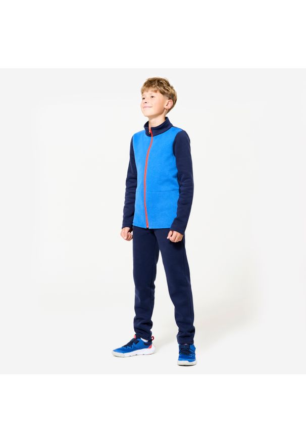 DOMYOS - Dres dziecięcy Domyos Warmy Zip. Okazja: na uczelnię. Kolekcja: plus size. Kolor: niebieski, czerwony, pomarańczowy, wielokolorowy. Materiał: bawełna, poliester, materiał. Styl: sportowy