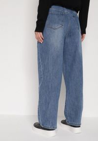 Born2be - Niebieskie Szerokie Jeansy z Wysokim Stanem Charlith. Okazja: do pracy, na spotkanie biznesowe. Stan: podwyższony. Kolekcja: plus size. Kolor: niebieski. Styl: biznesowy, klasyczny, elegancki #8