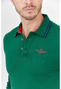 Aeronautica Militare - AERONAUTICA MILITARE Zielony long sleeve polo. Typ kołnierza: polo. Kolor: zielony. Materiał: bawełna. Długość rękawa: długi rękaw #5