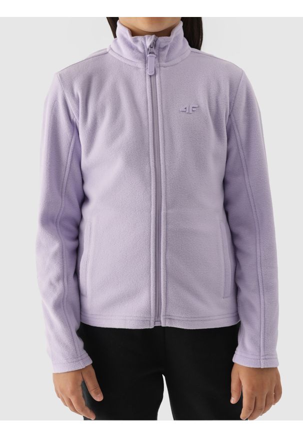 4f - 4F Polar slim ze stójką dziewczęcy - fioletowy 122 (6-7 lat). Typ kołnierza: kołnierzyk stójkowy. Kolor: fioletowy. Materiał: polar. Wzór: gładki. Sezon: lato. Sport: narciarstwo, turystyka piesza, wspinaczka, snowboard