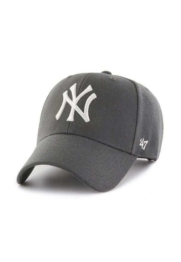 47 Brand - 47brand Czapka MLB New York Yankees kolor szary z aplikacją. Kolor: szary. Wzór: aplikacja