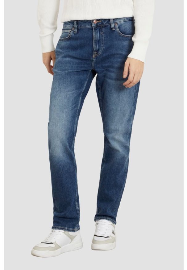 Guess - GUESS Granatowe męskie spodnie jeansowe Angels, Rozmiar 33/34. Kolor: niebieski