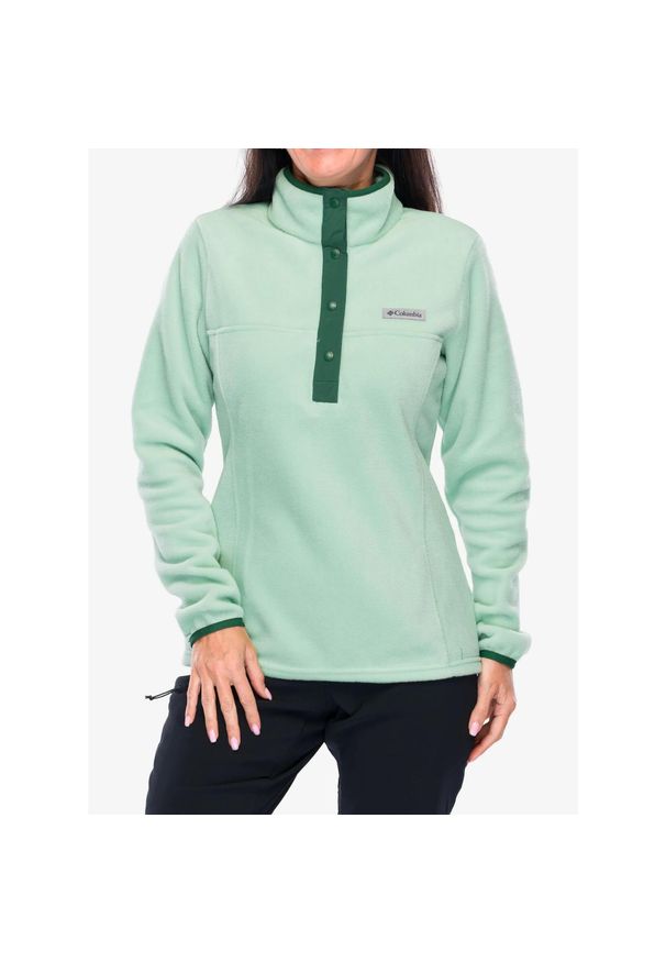 columbia - Bluza damska bez kaptura Columbia Benton Springs Half Snap Pull Over II. Typ kołnierza: bez kaptura. Kolor: zielony. Sport: turystyka piesza