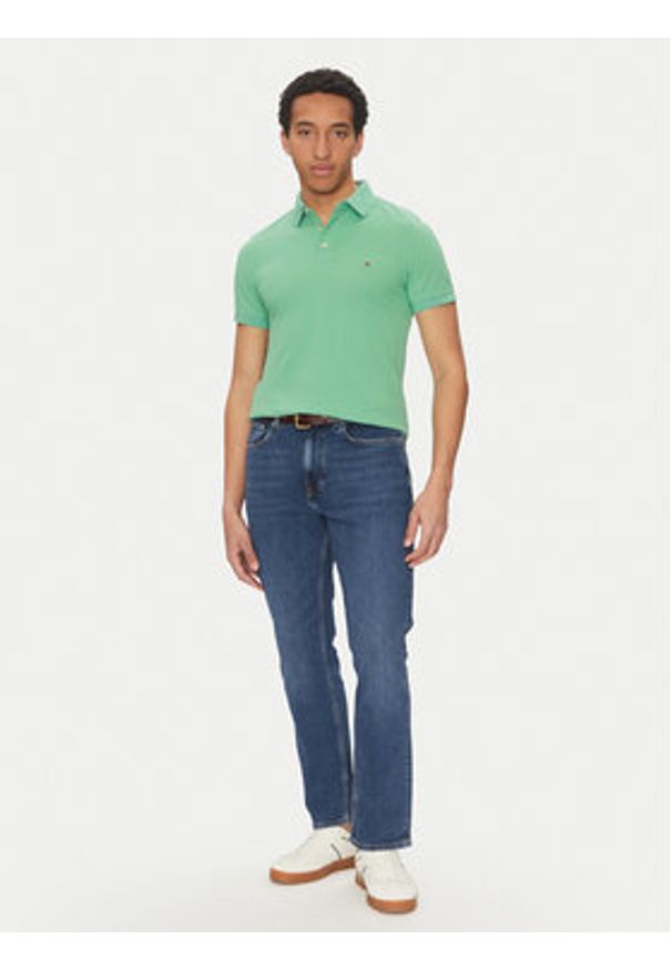 TOMMY HILFIGER - Tommy Hilfiger Polo 1985 MW0MW17771 Zielony Slim Fit. Typ kołnierza: polo. Kolor: zielony. Materiał: bawełna