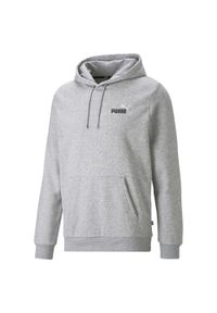 Puma - Męska bluza z kapturem i małym dwukolorowym logo Essentials+ PUMA. Typ kołnierza: kaptur. Kolor: wielokolorowy, czarny, szary. Styl: klasyczny