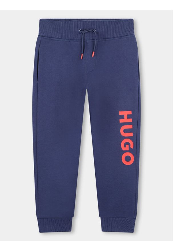 Hugo Spodnie dresowe G00042 S Granatowy Regular Fit. Kolor: niebieski. Materiał: bawełna