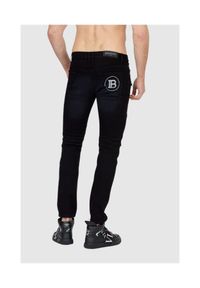 Balmain - BALMAIN Czarne jeansy męskie z białym logo. Kolor: czarny #3