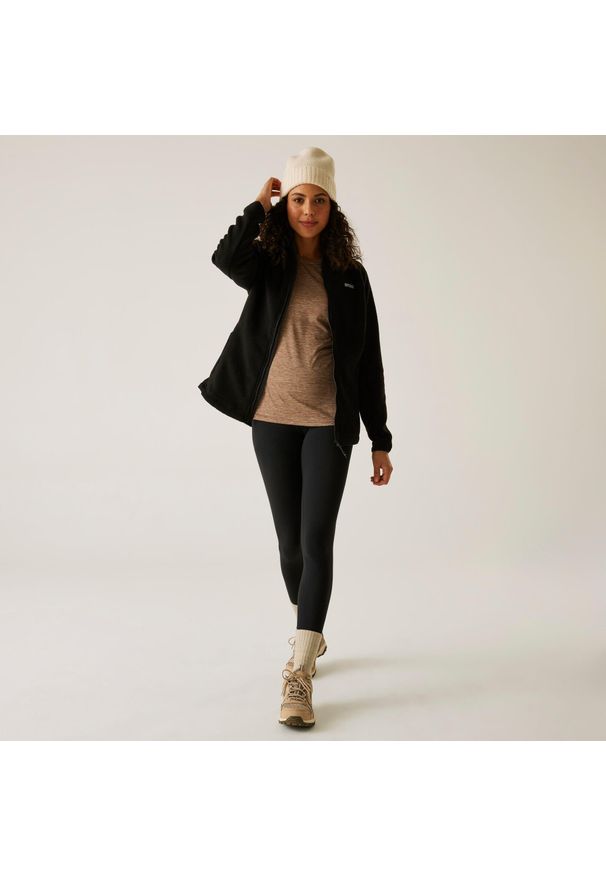 Regatta - Bluza damska z kapturem Elinn. Typ kołnierza: kaptur. Kolor: czarny. Materiał: polar. Sport: turystyka piesza