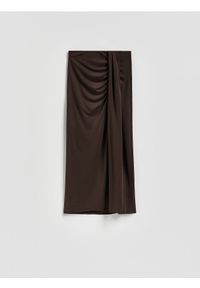 Reserved - Spódnica z modalem - ciemnobrązowy. Kolor: brązowy. Materiał: dzianina #1