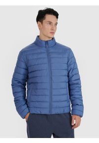 4f - 4F Kurtka puchowa z wypełnieniem syntetycznym męska - granatowa L. Okazja: na co dzień. Typ kołnierza: kołnierzyk stójkowy. Kolor: niebieski. Materiał: puch, syntetyk. Długość: długie. Styl: casual, sportowy, klasyczny #1